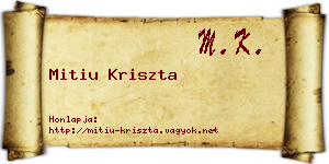 Mitiu Kriszta névjegykártya